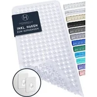 Homerella Badematte rutschfest Hautsensitiv 88x39cm, INKL. AUFHÄNGUNG, Antirutschmatte Badewanne BPA frei, Duschmatte schimmelresistent & maschinenwaschbar