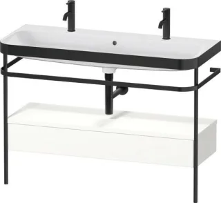 Duravit Happy D.2 Plus c-bonded Set mit Metallkonsole und Schubkasten Weiß Supermatt 1175x490x850 mm HP4764O84840000