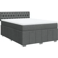 vidaXL Bett Boxspringbett mit Matratze Dunkelgrau 140x190 cm Stoff