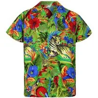 King Kameha Hawaiihemd Jungle Funky Hawaii-Hemd Herren Kurzarm Front-Tasche Stylish Unisex