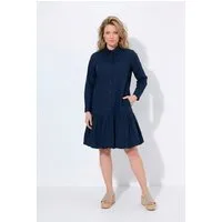 Ulla Popken Midikleid Midikleid Ballonsaum Hemdkragen Langarm