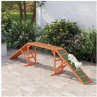 PawHut Agility-Wippe Hunde Agility Steg Agility-Ausrüstung für Hunde mit Sicherheitsstange, Tannenholz, Agility-Gerät (1-tlg) für Garten, 335 x 55 x 60 cm, Orange