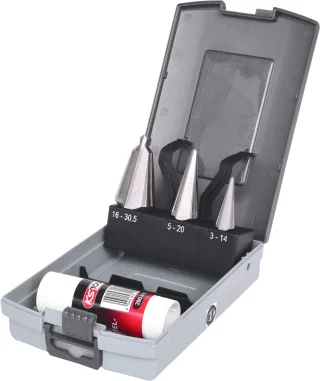 KS Tools HSS Blechschälbohrer-Satz, Kunststoffkassette 4-tlg - 336.0533