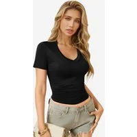 Imily Bela T-Shirt Damen Sexy Kurzarmtops (Packung, 1-tlg., 1per-Pack) einfarbig