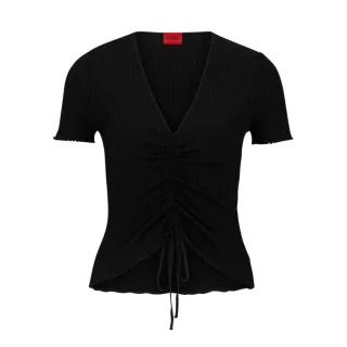 Hugo - "Slissy" Oberteil für Damen, Schmal, kurzärmlig (Schwarz)
