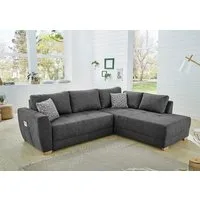 Jockenhöfer Gruppe Ecksofa Luzern L-Form, B: 254 cm, mit Bettfunktion, Bettkasten, seitl. Tasche & Zierkissen