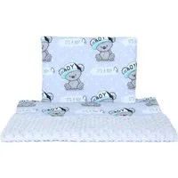 Primawela Babybettdecke Minky Baby Kinderwagenset Kuscheldecke Kinder Decke Kissen Bärchen