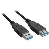 USB 3.2 Gen 1 Verlängerungskabel, USB-A Stecker > USB-A Buchse schwarz, 3 Meter