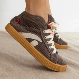 Grand Step Shoes Taylor High Top Sneaker Cord coffee 40