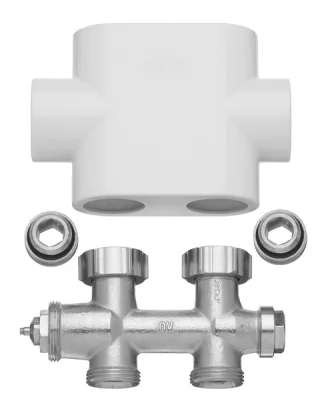 Kermi Ventilhahnblock, D-e Durchgang, Blende Edelstahl, 1 St/VPM, ZV00400003 ZV00400003