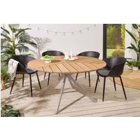 riess-ambiente Gartentisch DESIGNO 120cm natur/greige - Holz-Design, Metall, In- & Outdoor (Einzelartikel, 1-St), wetterfest & für 4 Personen - ideal für Garten, Terrasse oder Balkon