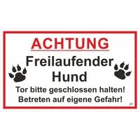Hermann Schütz Hinweisschild Achtung! Freilaufender Hund 150x250 mm Kunststoff, (1 St)