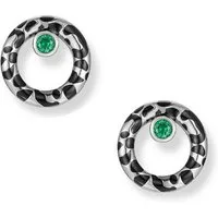Seinerzeit FLORA & FAUNA Paar Ohrstecker Jasper Leoparden Ohrringe, Material: 925 Sterling Silber, rhodiniert, geschwärzt mit Emaille