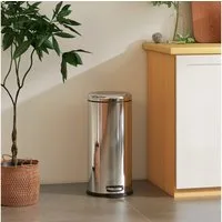 HOMCOM Mülleimer Treteimer mit Inneneimer Abfalleimer Pedal-Mülleimer Klappdeckel, Silber Ø29,2 x 62,9 cm