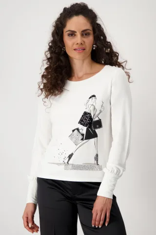 monari - Shirt mit Frauen-Print off-white - Gr. - 42