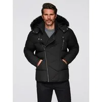 OMBRE Winterjacke Gesteppte Herrenjacke im Bikerstil mit Kapuze
