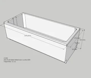Neuesbad Wannenträger für Bette Ocean Low-Line 160x70 Fußende re/Ül.vo. SW11439