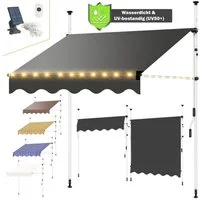 Melko Klemmmarkise Klemmmarkise mit LED Sonnenschutz Markise Balkon Fenstermarkise (Stück, Markise) Gummierter Standfuß für besseren Halt