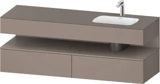 Duravit Qatego Einbauwaschtisch mit Konsolenwaschtischunterbau Basalt Matt 1600x550x600 mm - QA47960 QA4796043430000
