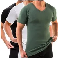 HERMKO Unterziehshirt 4880 (Pack, 3er) kurzarm Shirt V-Neck, 100 % Bio-Baumwolle, körpernahe Passform