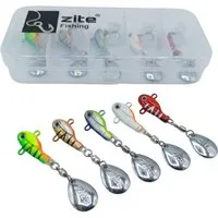 Zite Kunstköder Jigspinner Set Neon S-L 5-20g 5 Farben Box Barsch Forelle Hecht Zander