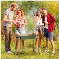 Outsunny Holzkohlegrill Anti-Rutsches Campinggrill mit Grillrost, BBQ Smoker mit Grillrost, Holzkohle Grill, Abnehmbare Beine für einfachen Transport