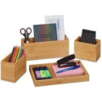 relaxdays Schreibtischaufsatz Schreibtisch Organizer Set
