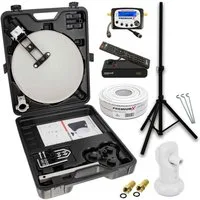 PremiumX SAT Anlage Stativ Receiver Sat-Finder Single LNB 10m Kabel Koffer SAT-Antenne