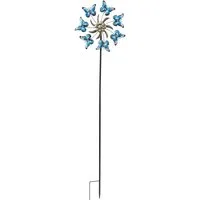 Geschenkestadl Deko-Windrad Gartenstecker Schmetterlinge blau Windspiel Metall 118 cm Deko (1 St., 7 Schmetterlinge), Windrad Schmetterling