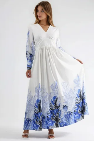 Tropical Floral Print Maxikleid
