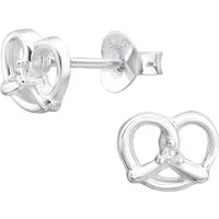 BUNGSA Ohrstecker-Set Ohrstecker Bretzel mit Kristall aus 925 Silber Damen (1 Paar (2 Stück), 2-tlg), Ohrschmuck Ohrringe