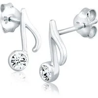 Elli Paar Ohrstecker Note Musik 925 Silber, mit Kristallen von Swarovski®, Note