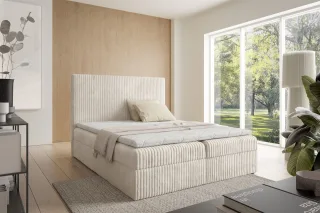 Boxspringbett Schlafzimmerbett ARNAU 180x200cm Stoff Tilia Creme