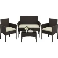 Yaheetech Balkonset Gartenmöbel-Set 4-er Set Rattanmöbel für 4 Personen, Gartengarnitur aus Zweisitzer-Sofa & 2 Einzelsofas & Kaffeetisch
