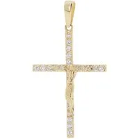Golders Kreuzanhänger mit Kruzifix aus 585 Gold, mit Zirkonia (Set, 1-tlg), 585 Rotgold Goldschmuck für Damen