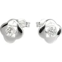 SilberDream Paar Ohrstecker SilberDream Ohrringe 8mm Damen Silber (Ohrstecker), Damen Ohrstecker Kleeblatt 925 Sterling Silber, Farbe: silber, weiß