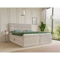 Sofnet Boxbett Mollo (mit zwei Bettkästen, Bonell-Matratze und Topper), Doppelbett, Polsterbett mit Kopfteil, Boxspringbett, Cordstoff
