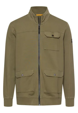 camel active - Sweatjacke mit Kontrastdetails deep olive - Gr. - L