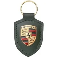 Porsche Schlüsselanhänger Wappen Leder Oak green grün metallic Anhänger key ring