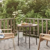 furnicato Gartentisch Runder Braun 45 x 45 cm aus PE-Rattan und Stahl (1-St), Wetterfester Outdoor-Tisch mit pflegeleichter und stabiler Oberfläche