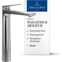 Villeroy & Boch Waschtischarmatur Wasserhahn Bad mit Keramikkartusche, Waschbeckenarmatur wassersparend