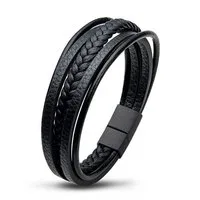 NAHLE Lederarmband Leder Armband Herrenarmband (inkl. Schmuckbox), aus Leder, mit Magnetverschluss für ein sicheres verschließen