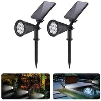Salcar LED Solarleuchte 2 Stück Gartenstrahler Solarstrahler Außen Gartenlampe, einstellbarem Winkel, IP65 Wasserdicht