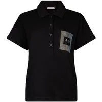 Liu Jo Kurzarmshirt - Poloshirt Damen - Damenshirt - T-Shirt - Shirt mit Strass - schwarz