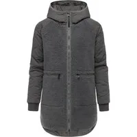 Ragwear Fellimitatmantel Longeddy Kuscheliger Plüschmantel mit Kapuze