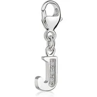 Materia Charm Buchstabe Silber Anhänger Buchstabe " J " Alphabet Zirkonia C60, 925 Sterling Silber, rhodiniert