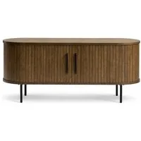 Liadomo Lowboard Uriel, TV-Möbel, TV-Board, TV-Unterschrank, 120 oder 180 cm Breite, Schiebetüren, Lamellen, schwarz, weiß, Natur, braun