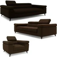 M-Punkt24 Polstergarnitur Sofa 3-2-1 mit Schlaffunktion, (Samtstoff Silbergrau Bigsofa, mit Kopfteilverstellung / Rückenverstellung, Samt-Bezug), bestehend aus 3-Sitzer, 2-Sitzer, Sessel