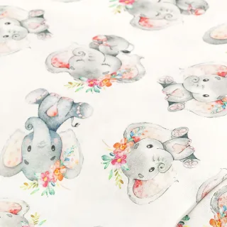Baumwollstoff "Elefant Hippie", bunt
