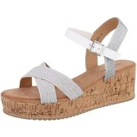 Ital-Design Damen Freizeit Plateausandaletten (86706667) Keilabsatz/Wedge Keilsandaletten in Silber